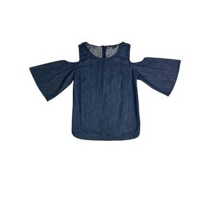 Lauren Ralph‎ Lauren Bell Sleeve Boat Neck Denim Top Women's Size 14